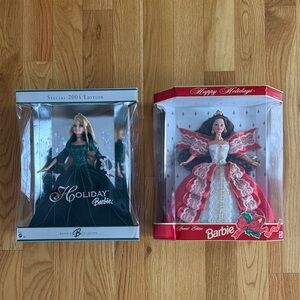Barbie Holiday Edition Dolls 1997 and 2004. Green and Red